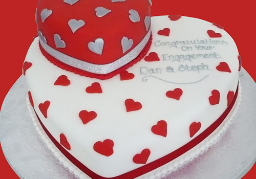 A cake with a heart theme